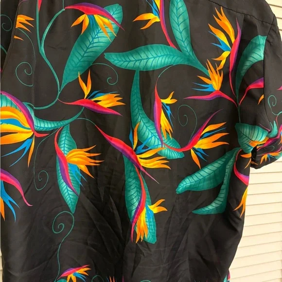 Vintage 80’s Hilo Hattie Black Tropical Floral Shirt Men’s XL  Bird of Paradise - Picture 9 of 9